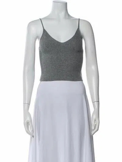 Pre-owned Scanlan Theodore Cashmere V-neck Crop Top W/ Tags In Gray