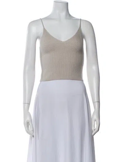 Pre-owned Scanlan Theodore Cashmere V-neck Crop Top W/ Tags In Neutral
