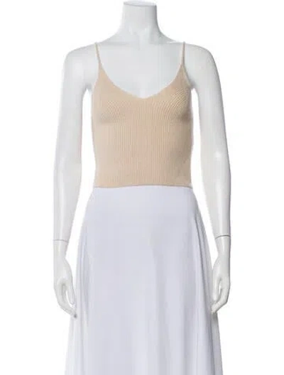 Pre-owned Scanlan Theodore Cashmere V-neck Crop Top W/ Tags In Neutral