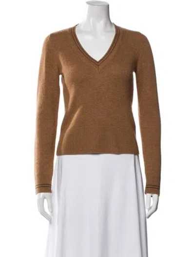 Pre-owned Scanlan Theodore Cashmere V-neck Sweater In Brown