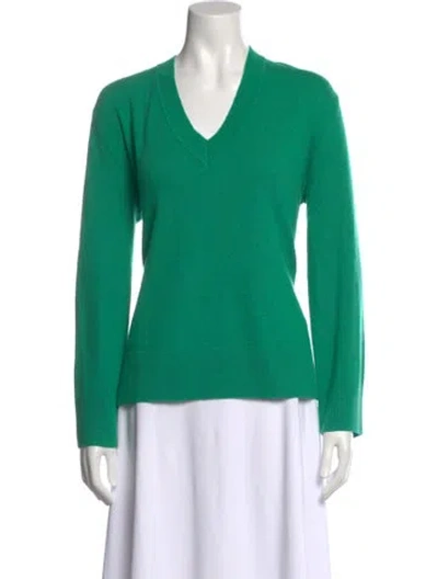 Pre-owned Scanlan Theodore Cashmere V-neck Sweater In Green