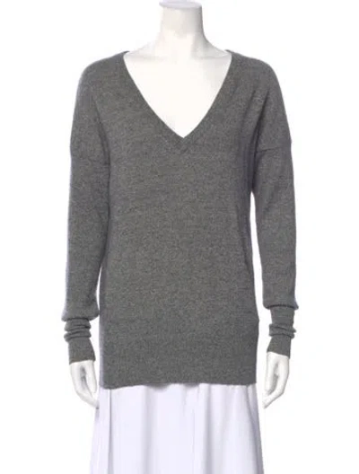 Pre-owned Scanlan Theodore Cashmere V-neck Sweatshirt In Gray