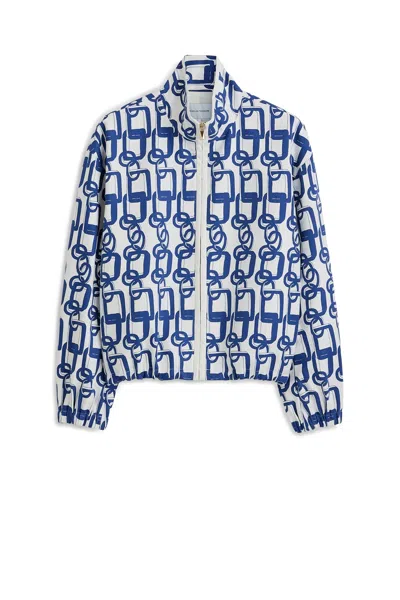 Scanlan Theodore Chain Print Funnel Jacket In Blue