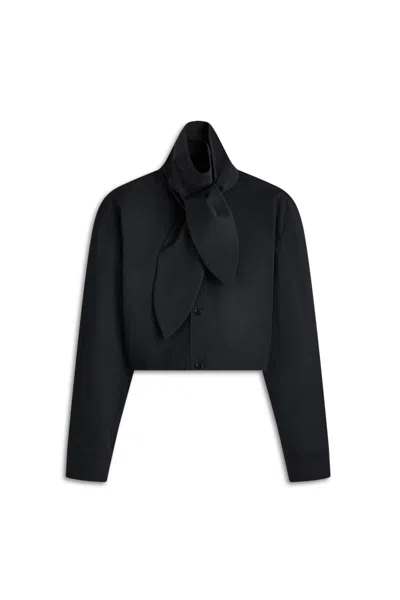 Scanlan Theodore Cotton Sateen Cravat Shirt In Black