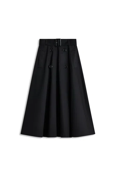 Scanlan Theodore Cotton Sateen Trench Skirt In Black