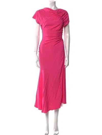 Pre-owned Scanlan Theodore Cowl Neck Long Dress In Pink