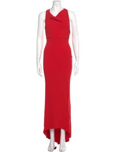 Pre-owned Scanlan Theodore Cowl Neck Long Dress In Red