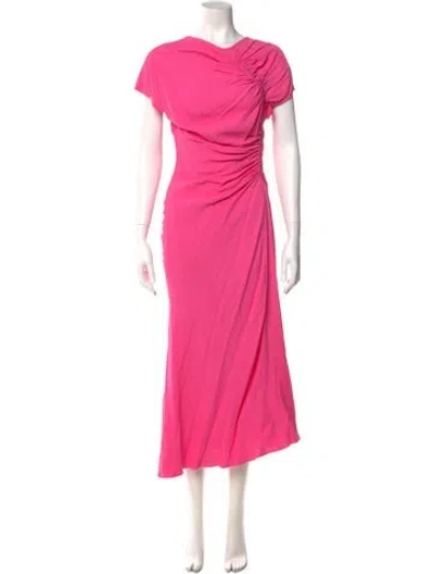 Pre-owned Scanlan Theodore Cowl Neck Midi Length Dress In Pink