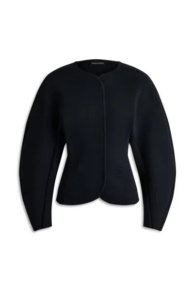 Scanlan Theodore Crepe Knit Cocoon Sleeve Jacket In Blue