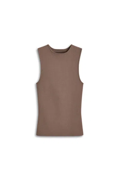 Scanlan Theodore Crepe Knit Crew Neck Singlet In Brown