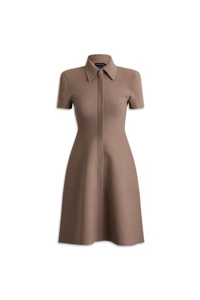 Scanlan Theodore Crepe Knit Mini Zip Dress In Brown
