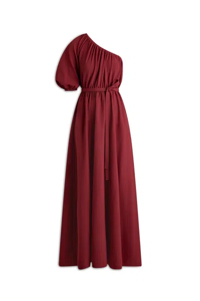 Scanlan Theodore Crepe Knit One Shoulder Dress In Burgundy