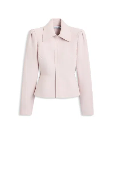 Scanlan Theodore Crepe Knit Peplum Collar Jacket In Neutral