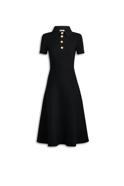 Scanlan Theodore Crepe Knit Poppy Shirt Dress In Black