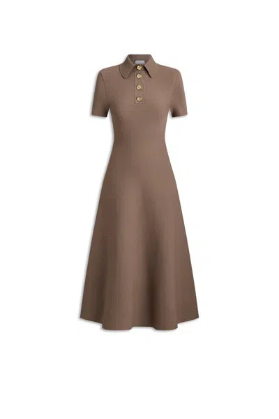 Scanlan Theodore Crepe Knit Poppy Shirt Dress In Brown