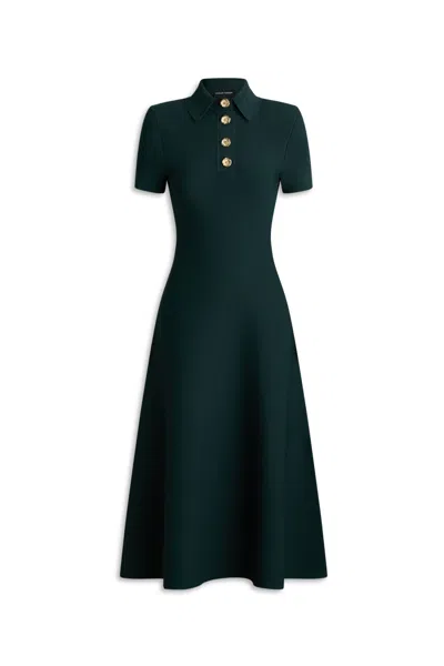 Scanlan Theodore Crepe Knit Poppy Shirt Dress In Dark.green