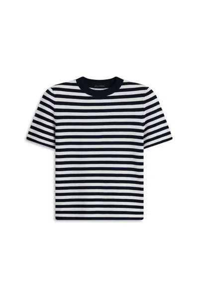 Scanlan Theodore Crepe Knit Stripe Tshirt In Navy
