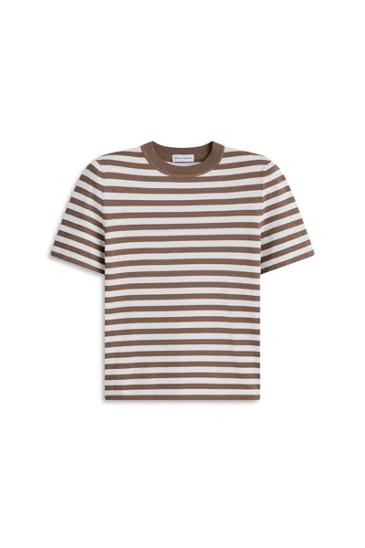 Scanlan Theodore Crepe Knit Stripe Tshirt In Brown