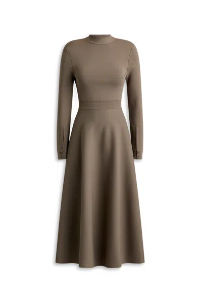 Scanlan Theodore Crepe Knit Wrap Back Dress In Brown