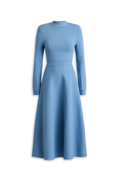 Scanlan Theodore Crepe Knit Wrap Back Dress In Blue