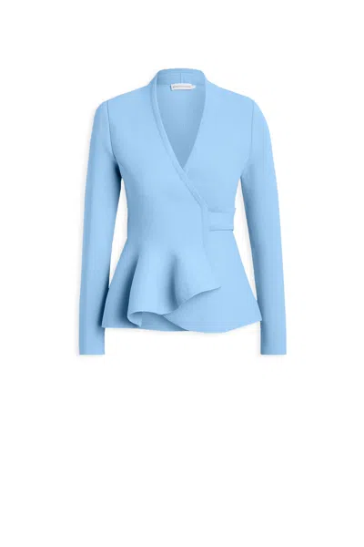 Scanlan Theodore Crepe Knit Wrap Jacket In Blue