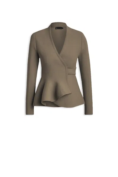 Scanlan Theodore Crepe Knit Wrap Jacket In Green