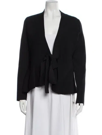 Pre-owned Scanlan Theodore Crepe Knit Wrap Jacket Jacket W/ Tags In Black
