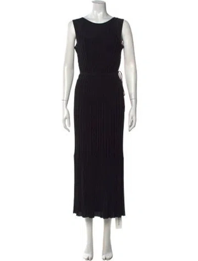 Pre-owned Scanlan Theodore Crew Neck Long Dress In Black
