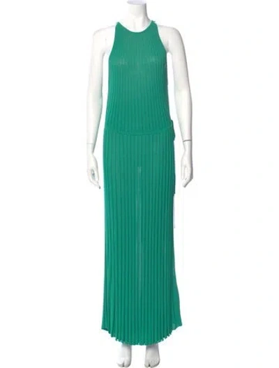 Pre-owned Scanlan Theodore Crew Neck Long Dress In Green