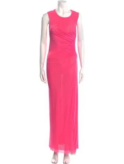 Pre-owned Scanlan Theodore Crew Neck Long Dress In Pink