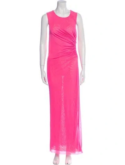 Pre-owned Scanlan Theodore Crew Neck Long Dress In Pink