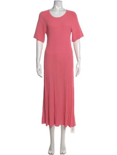 Pre-owned Scanlan Theodore Crew Neck Long Dress In Pink