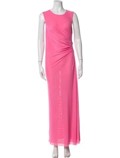 Pre-owned Scanlan Theodore Crew Neck Long Dress In Pink