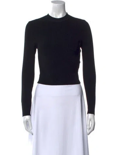 Pre-owned Scanlan Theodore Crew Neck Long Sleeve Bodysuit In Black