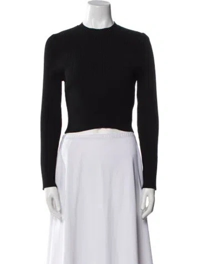 Pre-owned Scanlan Theodore Crew Neck Long Sleeve Crop Top In Black