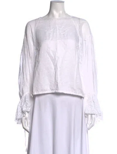 Pre-owned Scanlan Theodore Crew Neck Long Sleeve Top In White