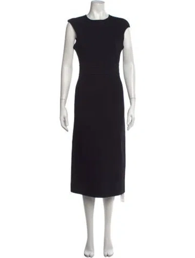 Pre-owned Scanlan Theodore Crew Neck Midi Length Dress In Black