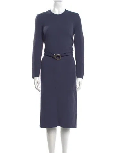Pre-owned Scanlan Theodore Crew Neck Midi Length Dress In Blue