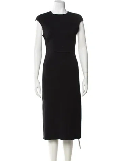 Pre-owned Scanlan Theodore Crew Neck Midi Length Dress In Blue