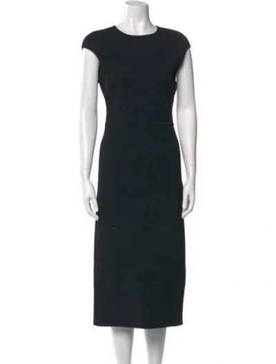 Pre-owned Scanlan Theodore Crew Neck Midi Length Dress In Blue