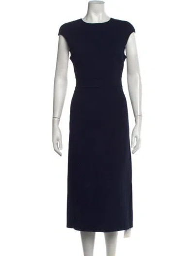 Pre-owned Scanlan Theodore Crew Neck Midi Length Dress In Blue