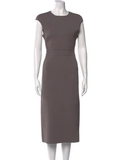 Pre-owned Scanlan Theodore Crew Neck Midi Length Dress In Gray