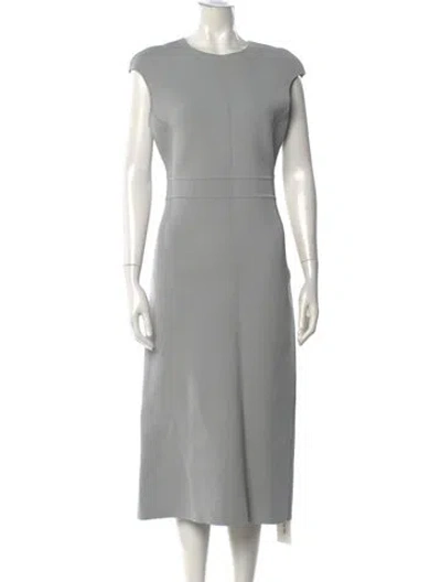 Pre-owned Scanlan Theodore Crew Neck Midi Length Dress In Gray