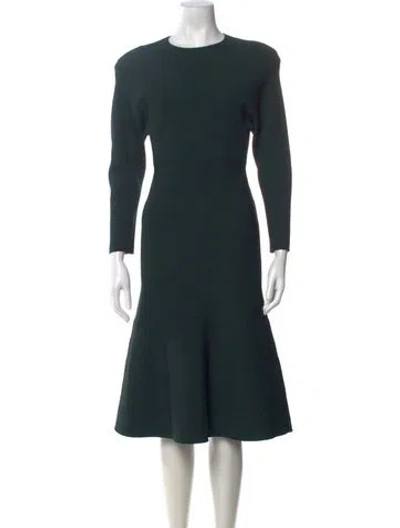 Pre-owned Scanlan Theodore Crew Neck Midi Length Dress In Green
