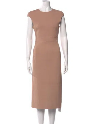 Pre-owned Scanlan Theodore Crew Neck Midi Length Dress In Neutral