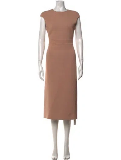 Pre-owned Scanlan Theodore Crew Neck Midi Length Dress In Neutrals