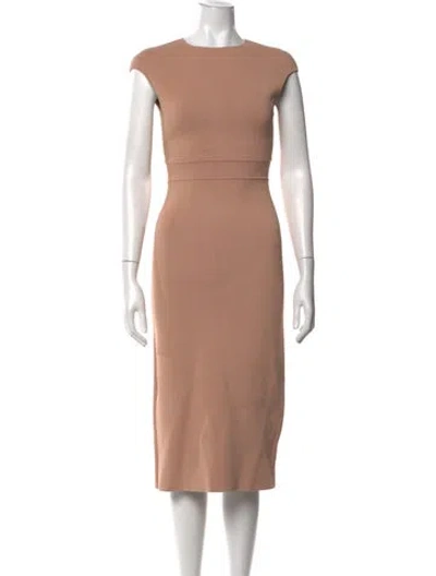 Pre-owned Scanlan Theodore Crew Neck Midi Length Dress In Neutrals