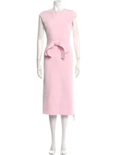 Pre-owned Scanlan Theodore Crew Neck Midi Length Dress In Pink