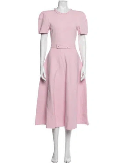 Pre-owned Scanlan Theodore Crew Neck Midi Length Dress In Pink