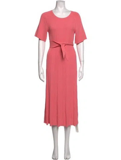 Pre-owned Scanlan Theodore Crew Neck Midi Length Dress In Pink